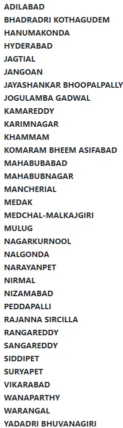 Telangana Rajiv Gandhi Civils Abhayahastham Scheme Eligible Districts