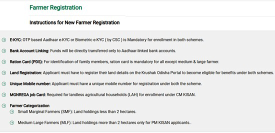 CM Kisan Scheme Registration instructions