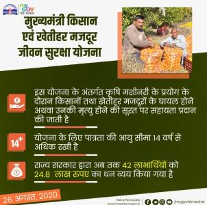 हिमाचल प्रदेश मुख्यमंत्री किसान एवं खेतीहर मजदूर जीवन सुरक्षा योजना लोगो।